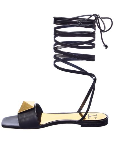 Shop Valentino One Stud Leather Sandal In Black