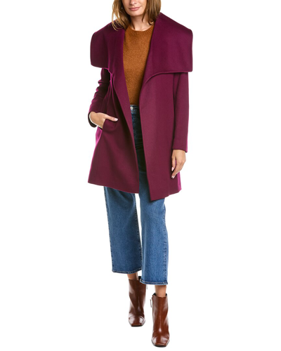 Shop Fleurette Medium Wool Wrap Coat In Purple