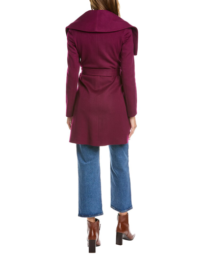 Shop Fleurette Medium Wool Wrap Coat In Purple