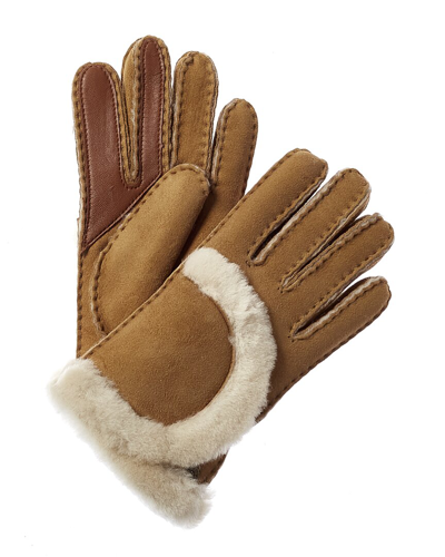 Shop Ugg Pt Dnu  Exposed Seam Suede Gloves In Brown