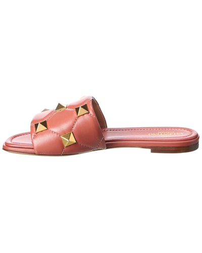 Shop Valentino Roman Stud Leather Sandal In Pink