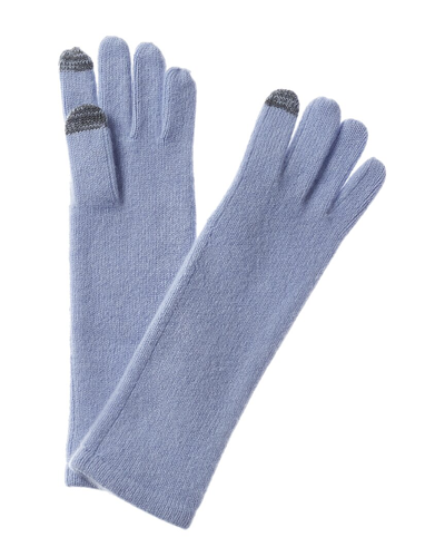 Shop Sofiacashmere Long Touch Screen Cashmere Gloves In Blue