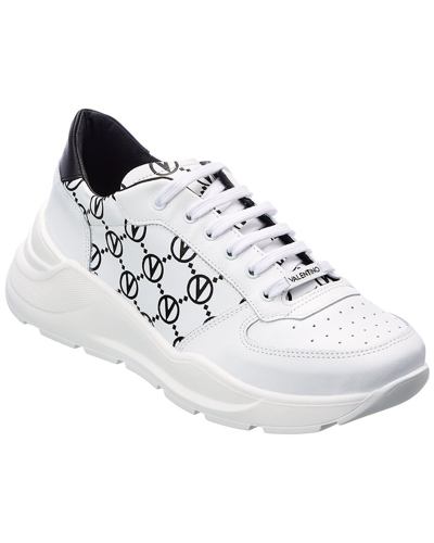 Valentino By Mario Valentino Men's Monogram Leather Low Top Sneakers In  White