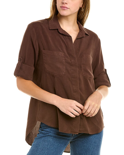 Shop Bella Dahl Split Back Button-down Blouse In Nocolor