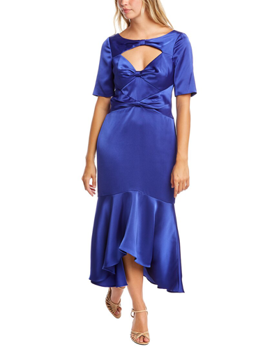 Shop Theia Veronica Midi Dress In Blue