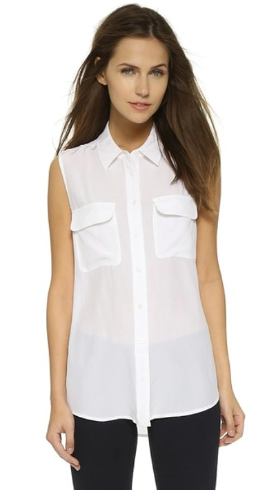 Shop Equipment Sleeveless Slim Signature Blouse In Bright White