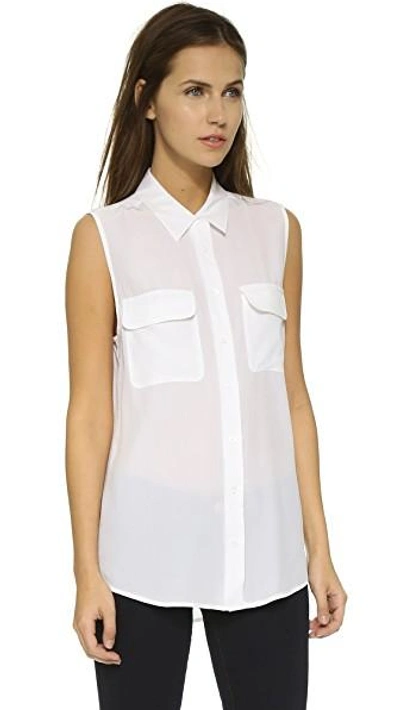 Shop Equipment Sleeveless Slim Signature Blouse In Bright White