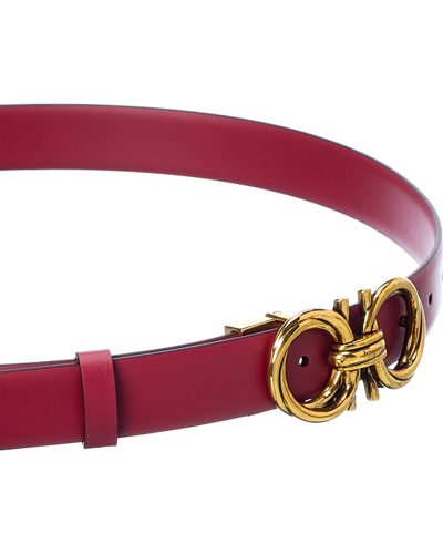 Shop Ferragamo Gancini Adjustable Leather Belt In Red