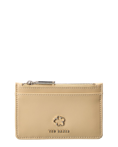 Shop Ted Baker Jorjio Flower Eyelet Zip Leather Card Holder In Brown