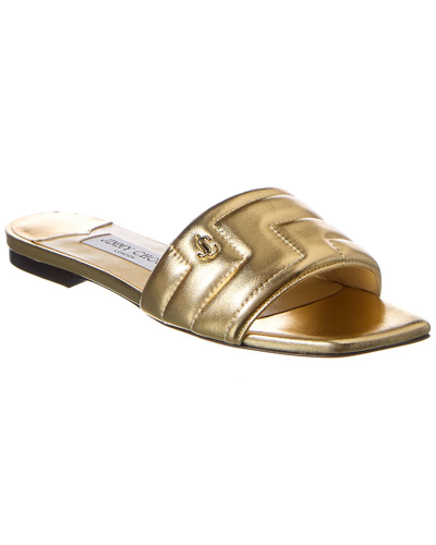 Shop Jimmy Choo Themis Leather Sandal In Gold
