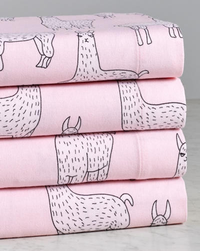 Shop Belle Epoque Lama Print Flannel Sheet Set In Nocolor
