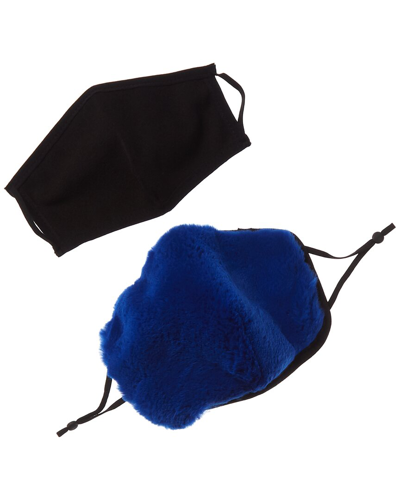Shop Adrienne Landau 2pc Face Warmer & Cloth Face Mask Set In Blue