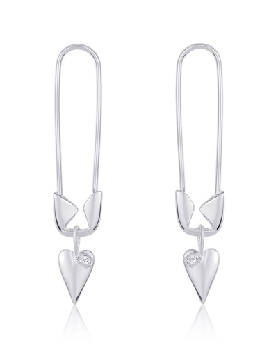 Shop Adornia Silver Diamond Safety Pin Dangle Earrings In Nocolor