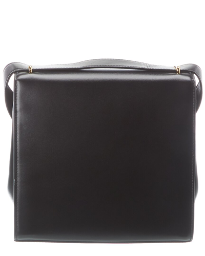 Shop Bottega Veneta The Clip Leather Shoulder Bag In Black