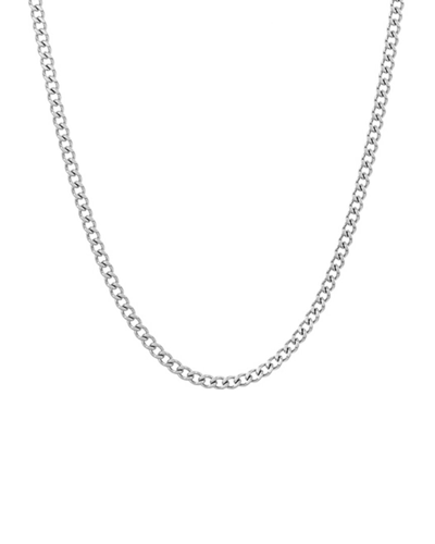 Adornia Rhodium Plated Cuban Chain Necklace
