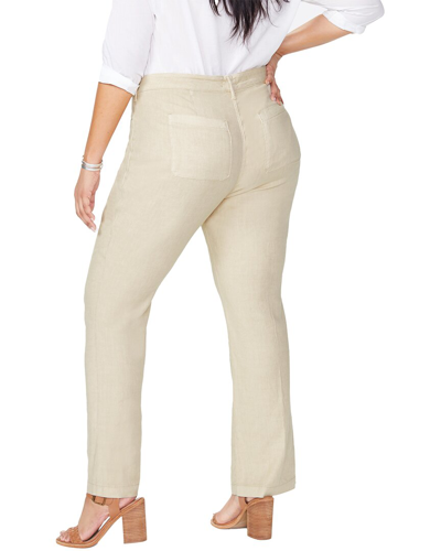 Shop Nydj Plus The Linen-blend Trouser In Grey