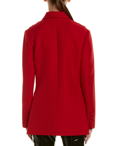 Shop Valentino Double-breasted Silk & Wool-blend Blazer In Red