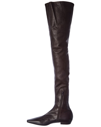 Shop Bottega Veneta Almond Leather Over-the-knee Boot