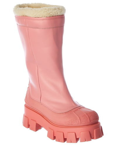 Shop Prada Monolith Leather Boot In Pink
