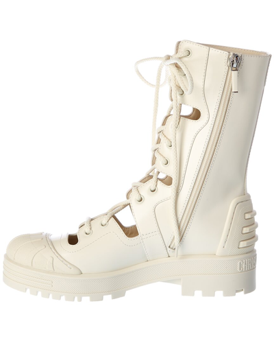 Shop Dior Iron Leather Tall Boot In White