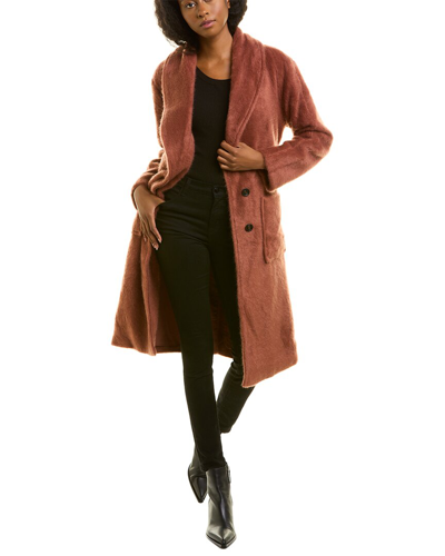 Shop Avec Les Filles Brushed Wool Blend Robe Coat In Red