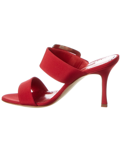 Shop Manolo Blahnik Gable 90 Silk Sandal In Red