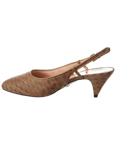 Shop Gucci Gg Canvas & Leather Slingback Pump In Brown