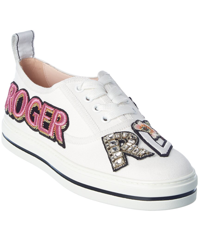 Shop Roger Vivier Call Me Vivier Patch Canvas Sneaker In White