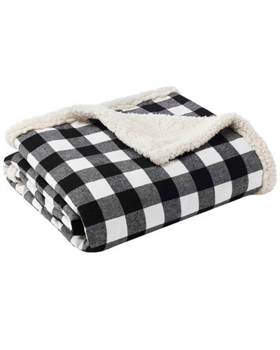 Eddie Bauer Cabin Plaid Flannel Sherpa Throw