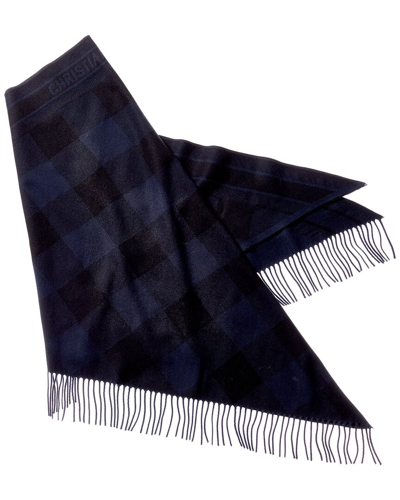 Shop Dior Check'n  Triangle Cashmere Scarf In Blue