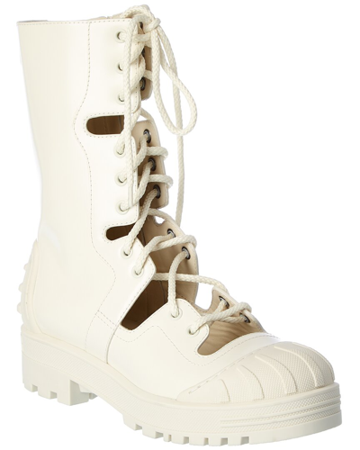 Shop Dior Iron Leather Tall Boot In Beige