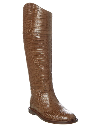 Shop Fendi Karligraphy Croc-embossed Leather Boot