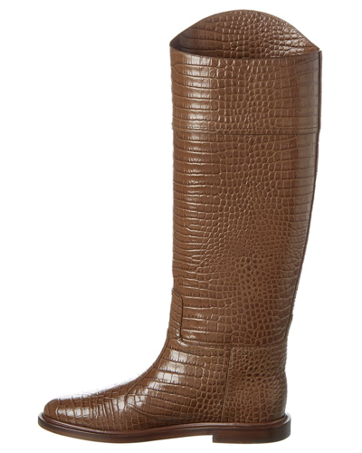 Shop Fendi Karligraphy Croc-embossed Leather Boot