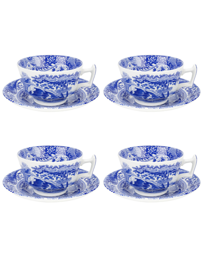 Shop Spode Blue Italian Set Of 4 Teacup & Saucer In Nocolor