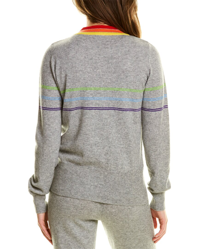 Shop Mt Bella Fitted Rainbow Cardigan In Grey