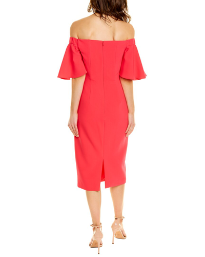 Shop Theia Off-the-shoulder Midi Dress In Pink