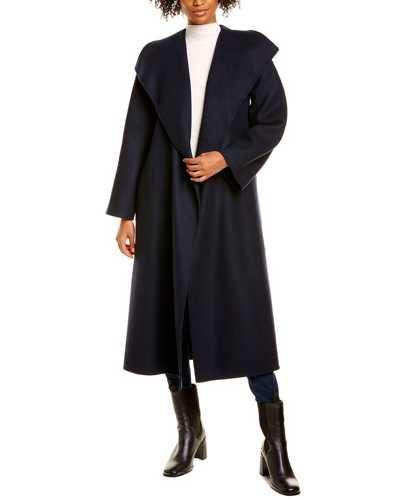 Shop Burberry Double Faced Cashmere Wrap Coat In Blue