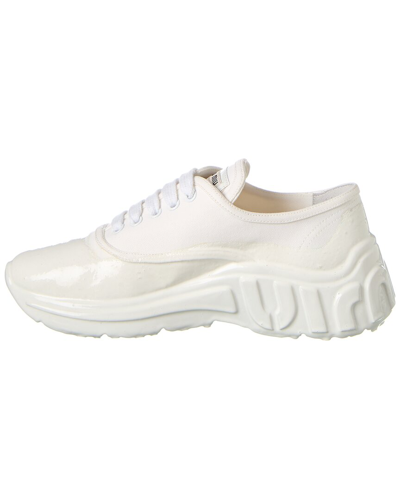 Shop Miu Miu Logo Canvas & Rubber Sneaker In White
