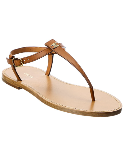 Celine Triomphe Leather Sandal In Brown | ModeSens