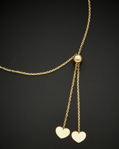 Shop Italian Gold 14k  Adjustable Heart Bracelet In Nocolor