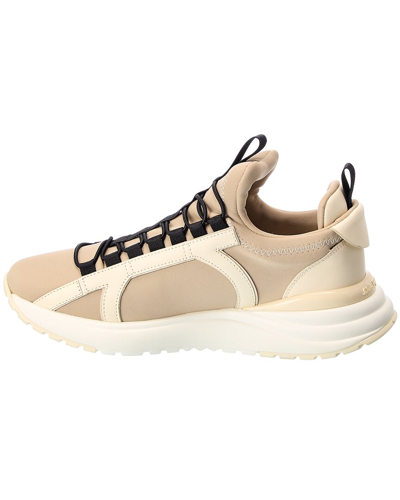 Shop Ferragamo Gancini Leather-trim Sneaker In Beige