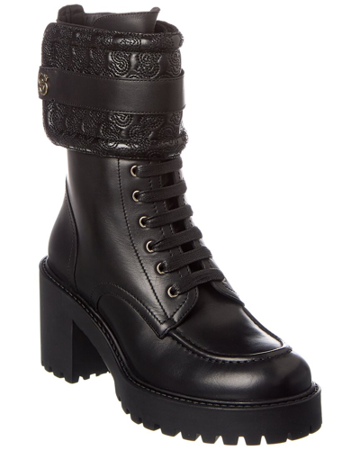 Shop Ferragamo Shiraz Leather Combat Boot In Black