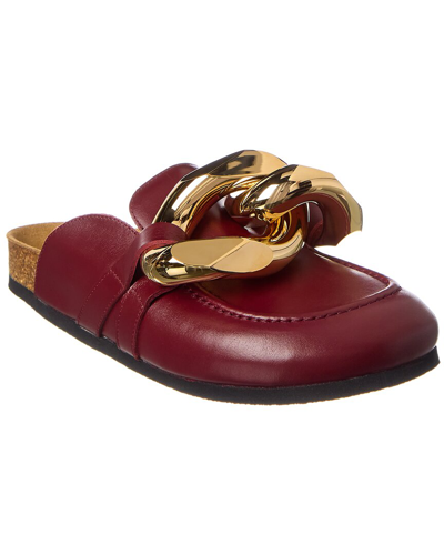Shop Jw Anderson Chain Leather Mule In Red