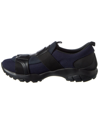 Shop Ferragamo Leather-trim Sneaker In Blue