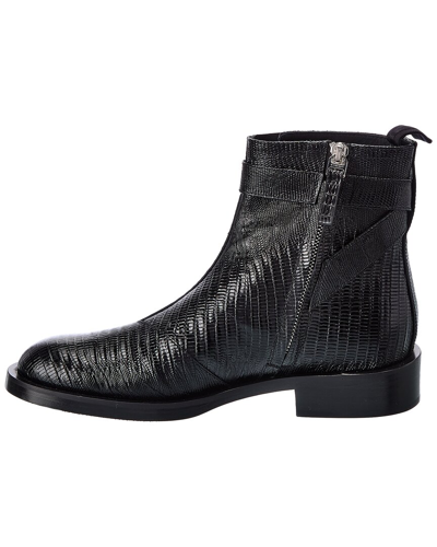 Shop Givenchy Lock Croc-embossed Leather Bootie In Black