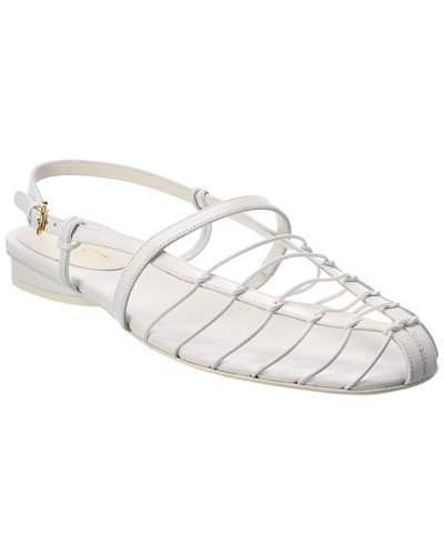 Shop Ferragamo Shay Leather Sandal In White