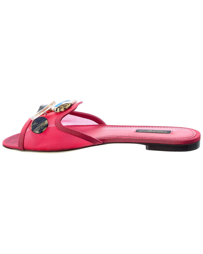 Shop Dolce & Gabbana Embellished Mesh Sandal In Pink