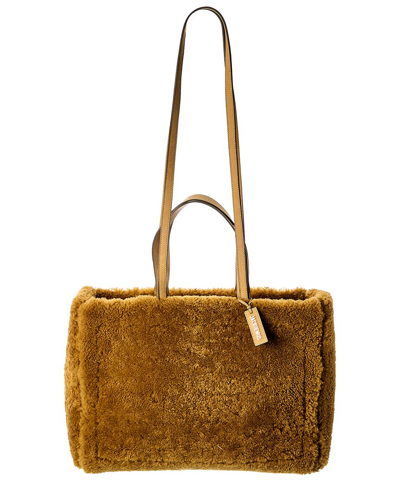 Shop Jacquemus Le Cabas Neve Large Wool & Leather Tote In Green
