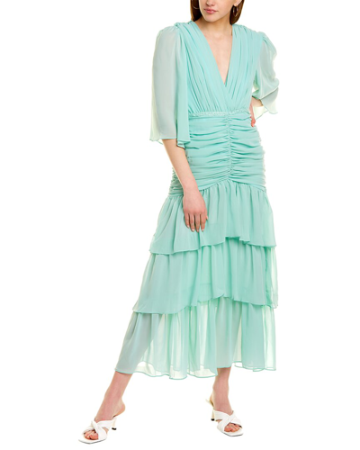 Shop Beulah Ruched Maxi Dress In Green