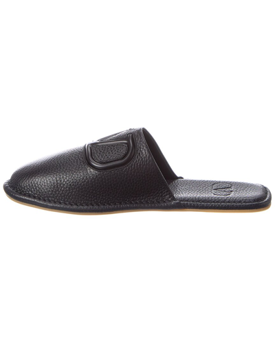 Shop Valentino Vlogo Grainy Leather Slipper In Nocolor